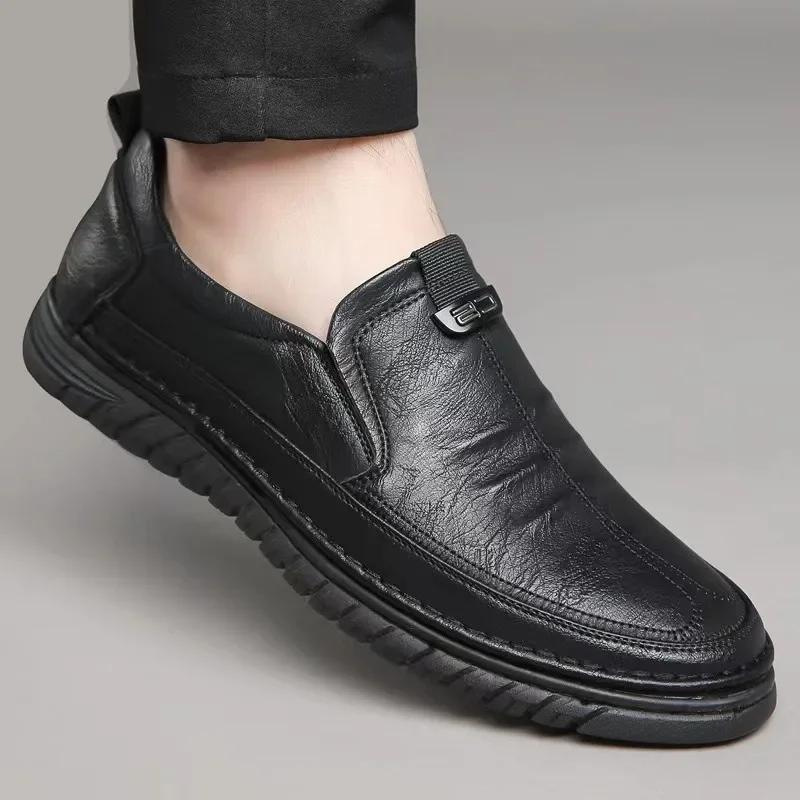 

Fashion Men Loafers Handmade Leather Casual Shoe Slip on Walking Flats Comfort Driving Shoes for Men Business Office Shoes 44