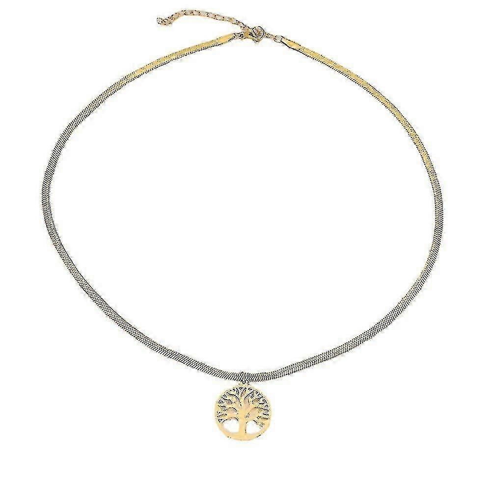 Simple stainless steel Tree of Life snake bone chain clavicle necklace, gold