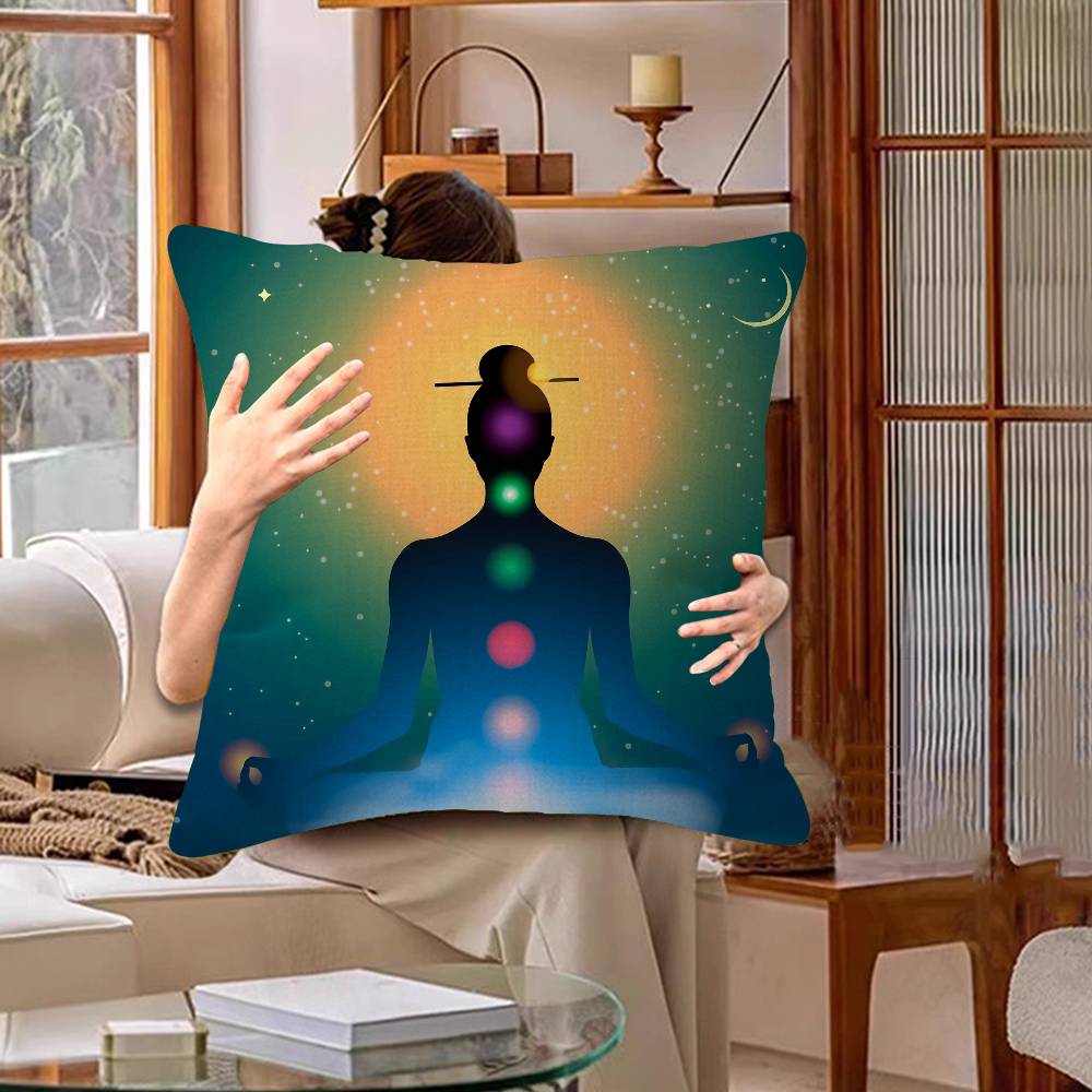 Meditation Seven Chakra Pillow Gift Home Office Decoration Bedroom Sofa Car Cushion Cover Case 45X45