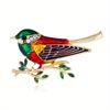 New Cute Vivid Bird Enamel Pins Brooches For Women Men Rhinestone Animal Pin Branch Brooch Crystal Wedding Party Accessories