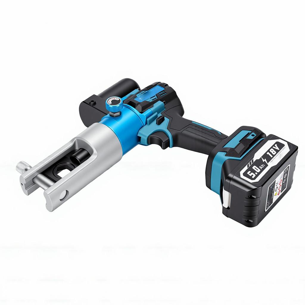 Electric Hydraulic Lug Crimping Tool Battery Powered Portable Wire Crimper and 12 Dies for Copper Aluminum Terminal Blue