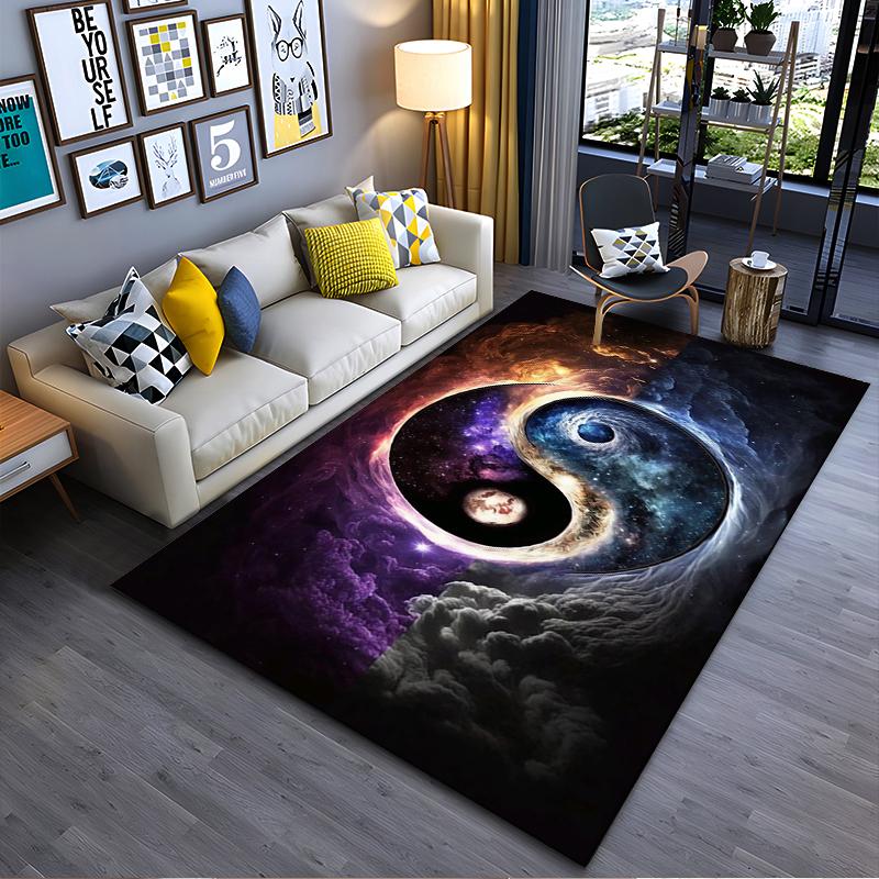 

Yin Yang Galaxy Space Rug with Cosmic Clouds and Planet Design Suitable for use as an anti-slip for living room bedroom sofas 40x60cm( 15x23in )