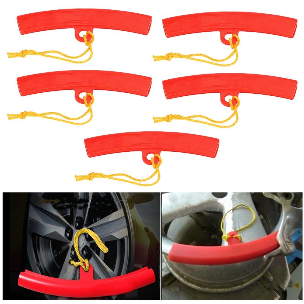 5PCS Red Tire Changer Guard Rubber Wheel Rim Savers  Chrome Delicate Wheel Rim Safe Service