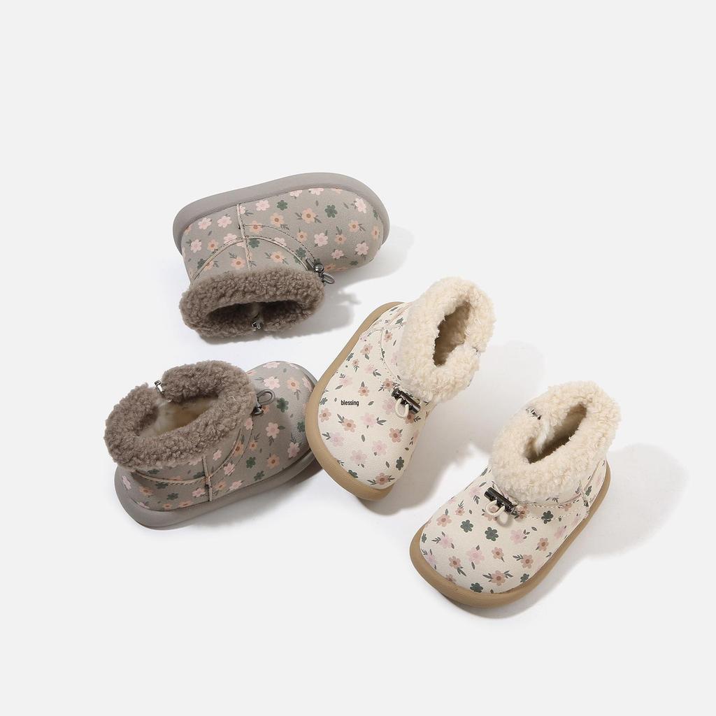 2025 Winter Girls' Velvet-Lined Warm Toddler Boots - Soft Soles, Non-Slip, Short Cotton Boots