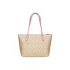 Coach Zip Top Tote 30 Vacation Style Tote Bag Shopping Bag Handbag PVC With Leather Large Women Tote Light-Khaki Cherry-Blossom-Pink 4455-IMSDJ
