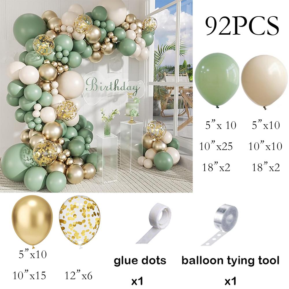 Green Balloons Arch Sage Green White Sand Gold Confetti Latex Ballon Garland Birthday Party Wedding Graduation Decoration Globos
