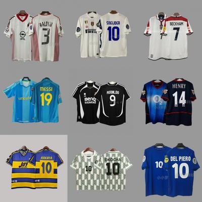 Retro Football Jersey Classic Nostalgic Replica Thai Version Ronaldinho Beckham Game Training Jersey Short-sleeved Transport