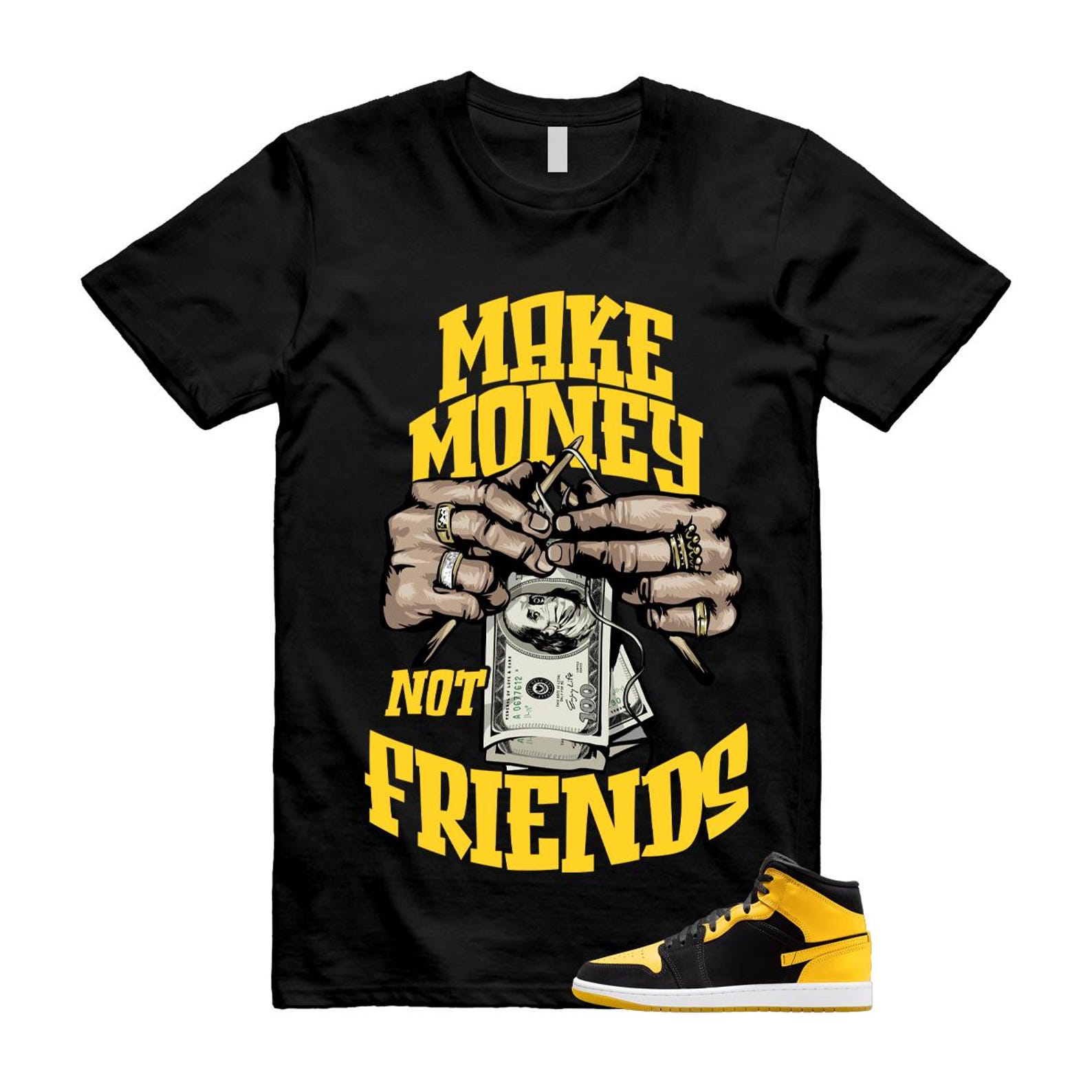 1 New Love Black Varsity Maize Yellow T Shirt Match MM S