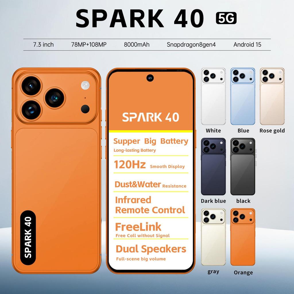 Spark 40 Android Smartphone, 16GB+1TB, 7.3-Inch Display, In Stock