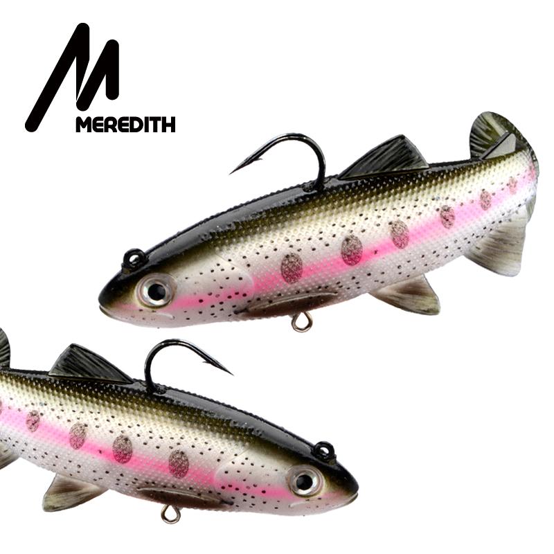 MEREDITH Trout Swimbait 12cm 38.5g 15cm 65.8g 1pc T-Tail Split Ring Trout Fishing BQE01