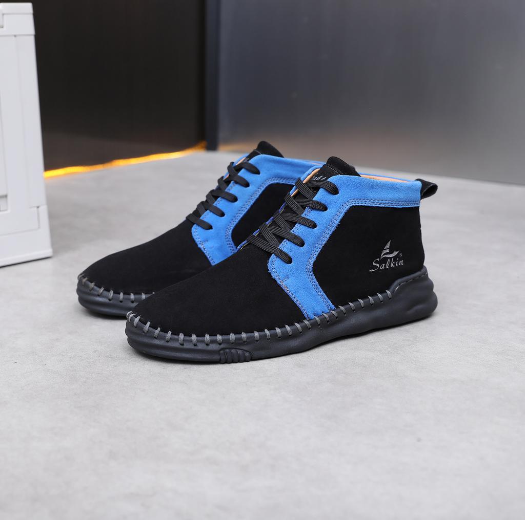 20252025 New Frosted Leather Large Size Men's Shoes Medium Top Board Shoes Martin Boots Men's Casual Short Boots