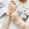 Real Mink Fur Gloves Winter Women's Half Finger Fur Gloves Thickened Handmade Mink Fur Gloves Lady Outdoor Warm Fur Gloves