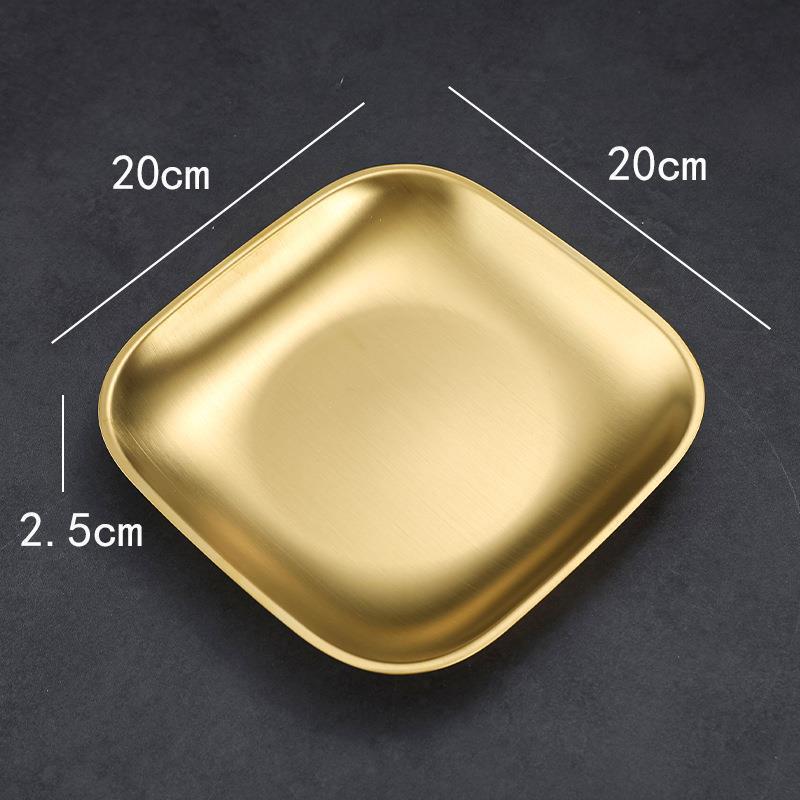 Korean Stainless Steel BBQ Gold Cutlery Round Plate