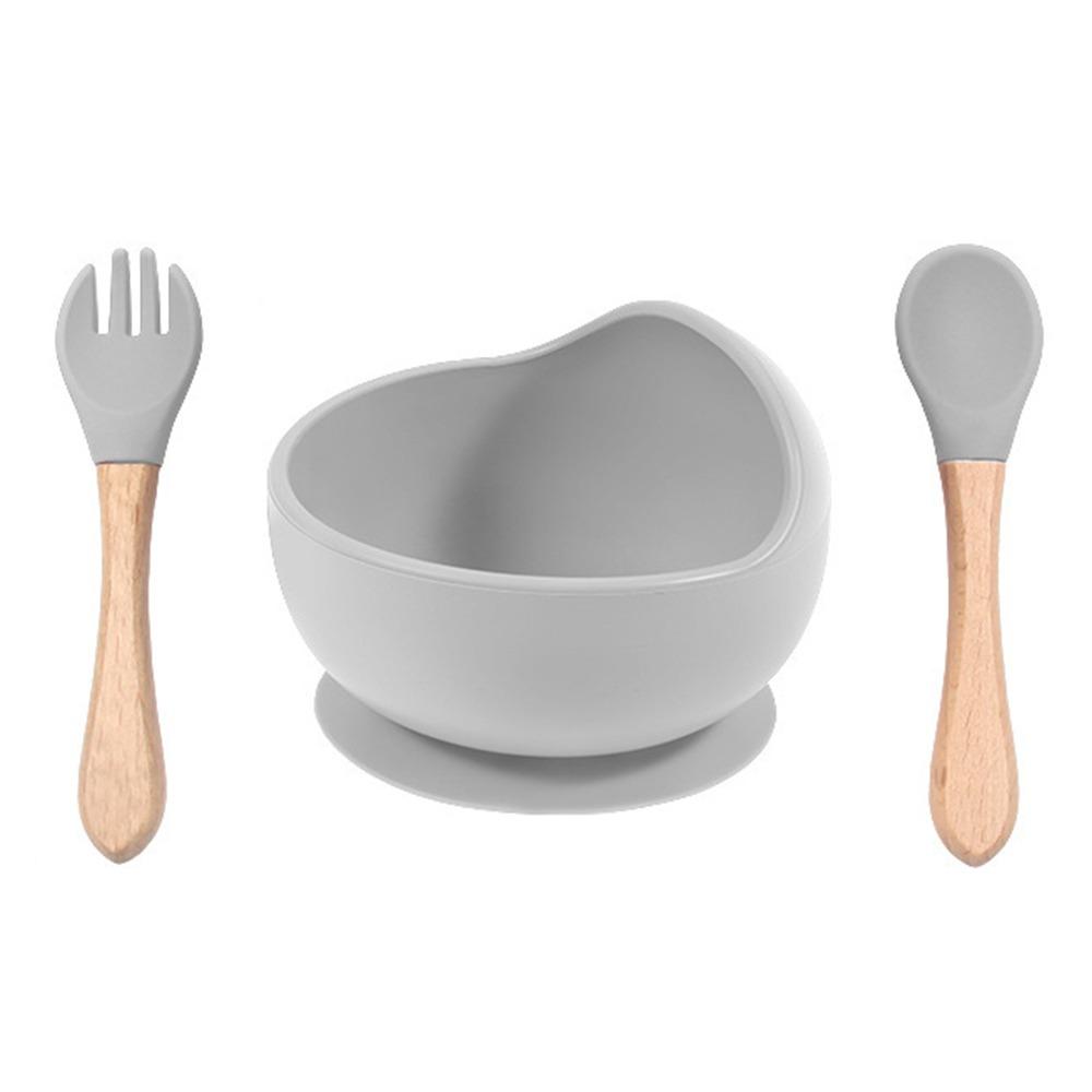 

Нескользящая силиконовая детская миска для кормления, водонепроницаемая детская посуда для кормления, детская посуда серый