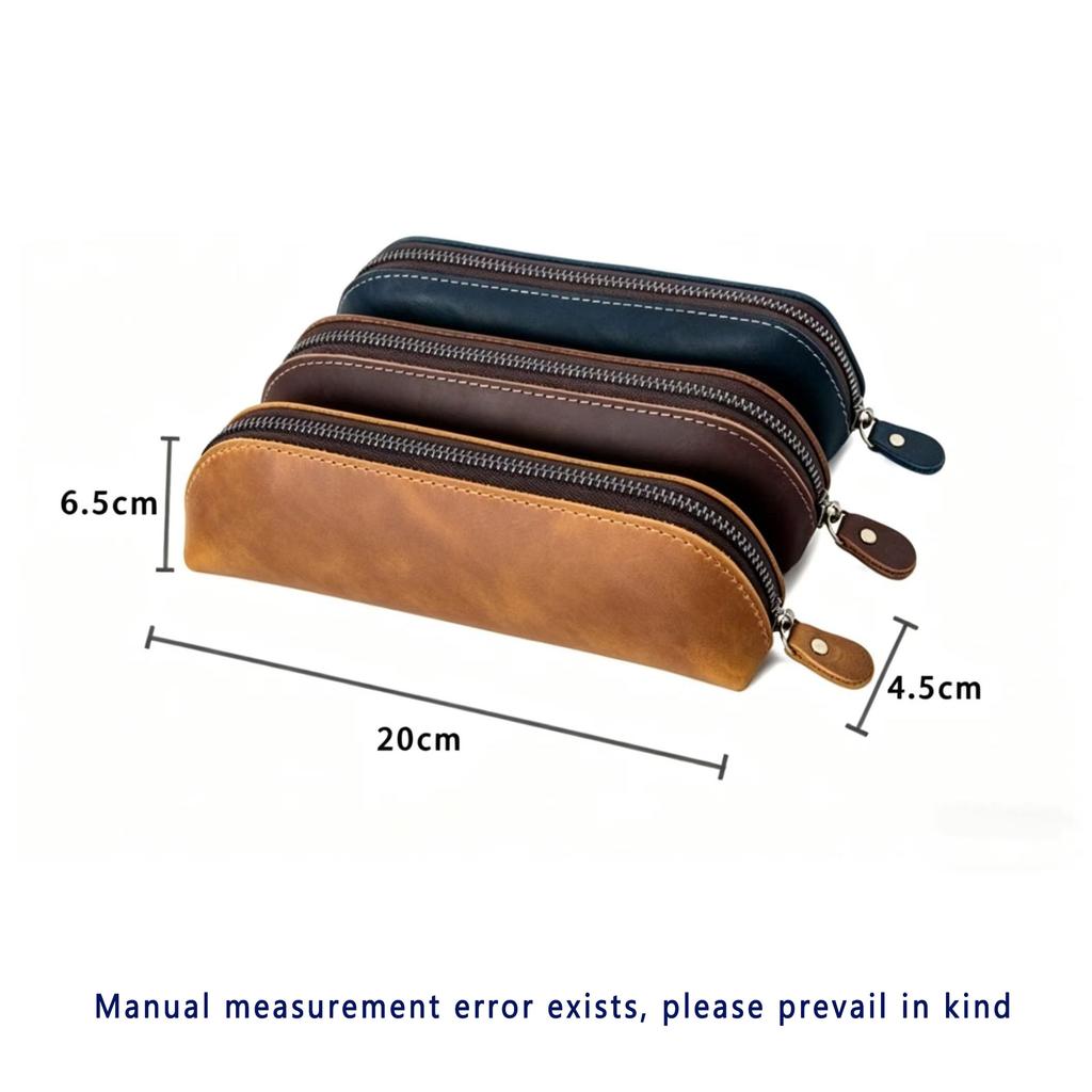 1 pcsMinimalist Stationery Pouch, Vintage Leather Pencil Case, Zipper Pencil Case, School Supplies