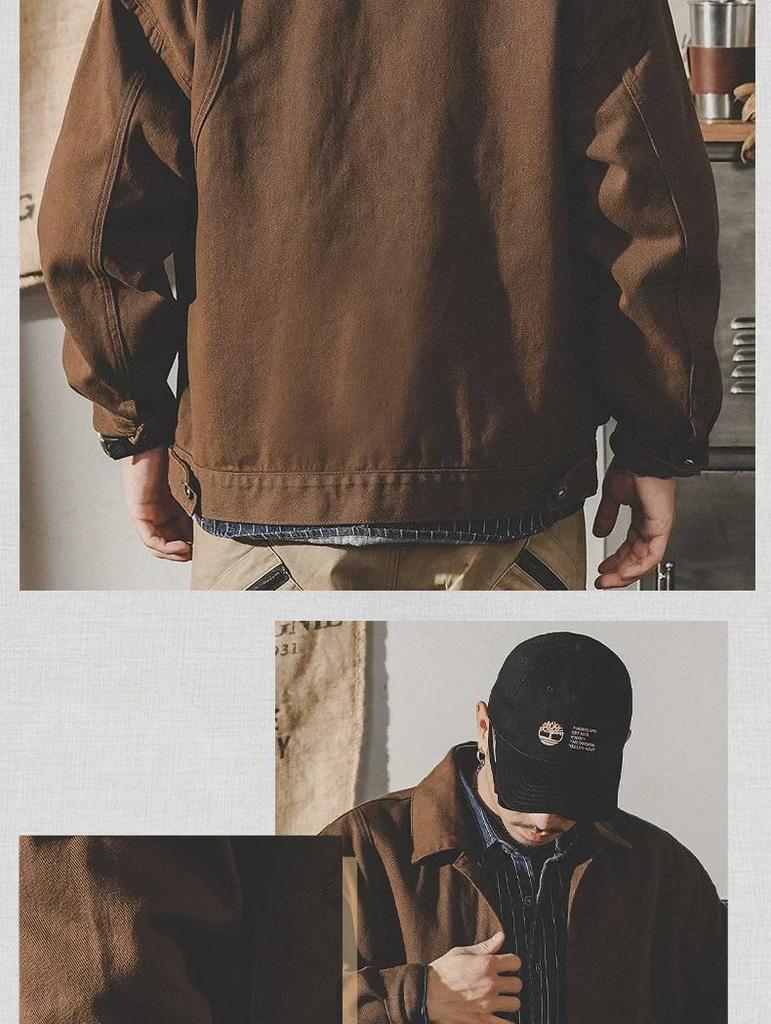 Jay Leno Men's Retro American Workwear Denim Jacket - Autumn Trendy Loose Fit Coach Jacket