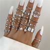 LETAPI Bohemian Vintage Heart Geometric Ring Set For Women Gold Color Boho Butterfly Pearl Hollow Leaves Rings Jewelry Gifts