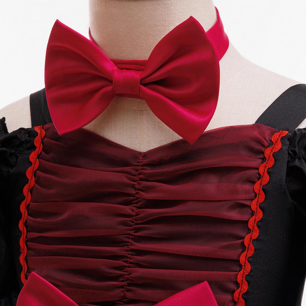 Black Mesh Print Halloween Princess Party Dress for Kids