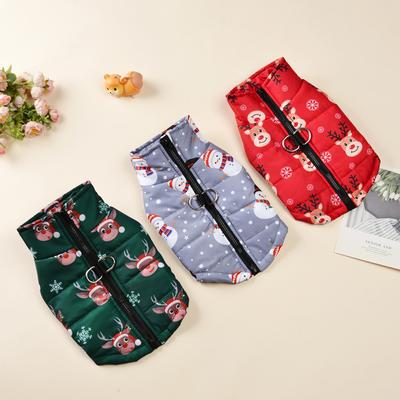 Snowman Print Dog Jacket For Small Medium Dogs Cats Autumn Winter Waterproof Windproof Puppy Clothes Yorkshire Pug Warm Costumes
