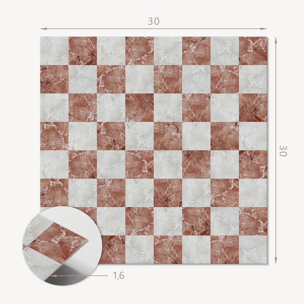 Adhesive Tiles with Graphics for the Hallway Vinyl Marble Checkboard Pattern 9X30X30 Cm