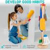 Kids Cleaning Set, 8 Pcs Wooden Housekeeping Play Set Includes Broom Mop Duster Dustpan Brushes Rag and Organizing Stand, Cleaning Toys Gift for