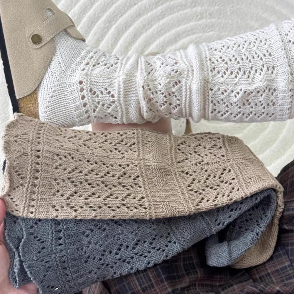 6pcs Cozy Hollow Knitted Socks for Women Soft Warm Home Long Tube Socks 2025 Autumn Autumn and Winter Stockings Boots Socks