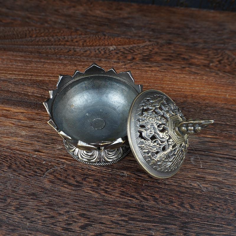 Lotus Flower Incense Burner Buddhi Buddha Holder Brass Mini Censer Incense Metal Craft Home