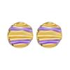 Color-Block Oval Irregular Pleated Stainless Steel Stud Earrings with Unique Design