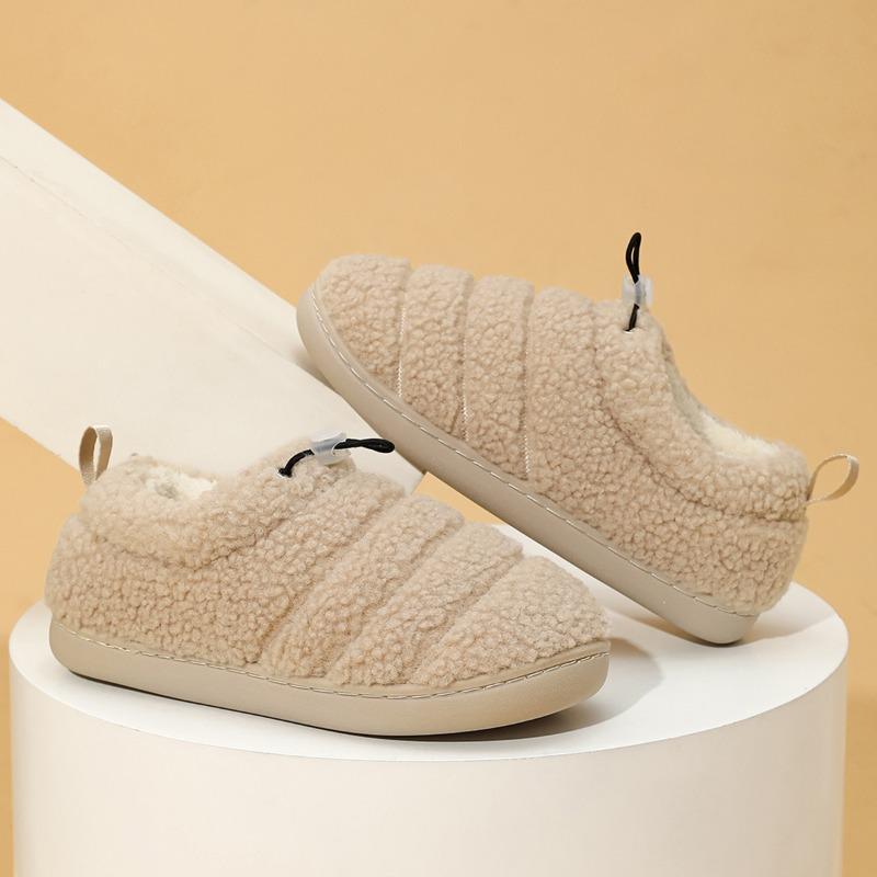 Cross-border wholesale autumn and winter home button straight cotton shoes thickened warm indoor non-slip velvet outer cotton slippers