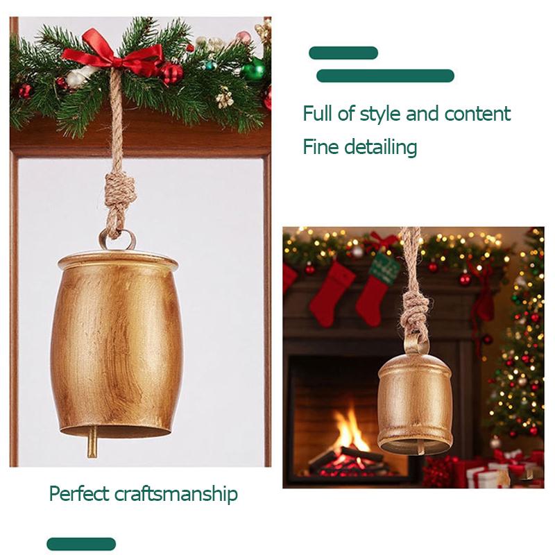1PC Vintage Metal Jute Bell Decor Timeless Heirloom Rustic Christmas Cow Bells Weather-Resistant