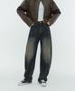 Akeusi Craft Centerline Over Balloon Fit Wide Denim Pants (Dark Blue)
