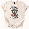 Funny Dog Coffee Shirt I Dont Like Morning People Graphic Tee Cute Sleepy Dog With Mug Humor Sarcastic Saying Gift For Dog Lovers