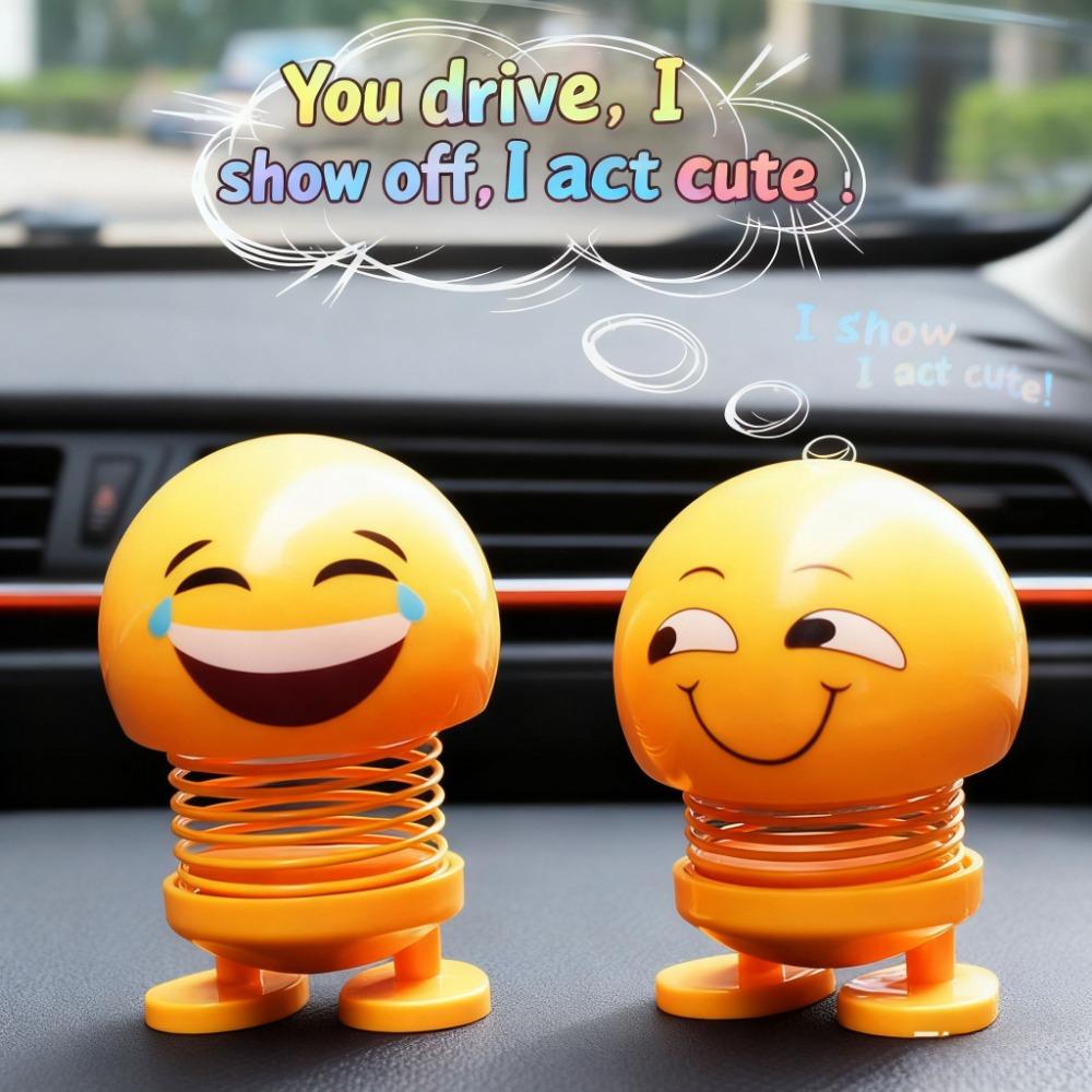 Smiley Smiling Emotion Bobblehead Car Decoration, Cute Funny Swinging Car Dashboard Ornament Decoration Nice Gift