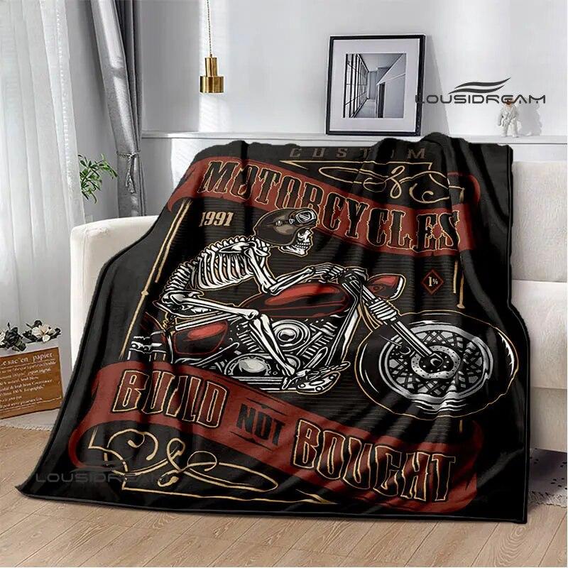 Motorcycle Retro Printing Blanket Flange Warm Blanket Soft and Comfortable Blanket Picnic Blanket Bed Linings Birthday Gift