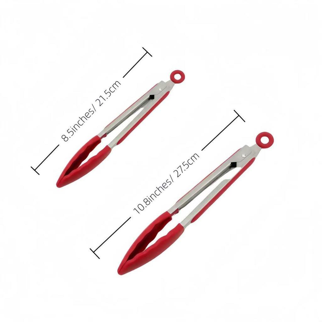 Silicone High-Temperature Resistant Tongs - Ideal for Grilling, Frying, and Bread - Stainless Steel Kitchen Tool