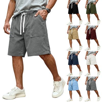 Men's -color Casual Corduroy Loose Five-inch Length Shorts - Men's Comfortable Sports Shorts