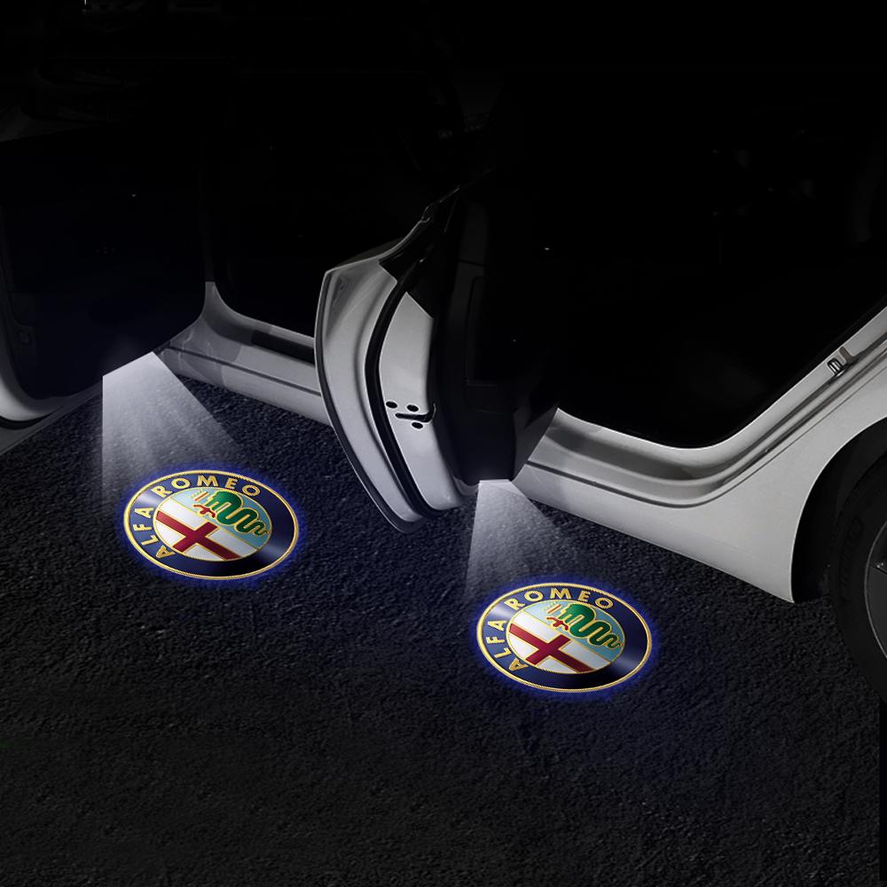 2pcs For Alfa Romeo LED Car Door Welcome Light Logo Projector Giulia Giulietta Mito Stelvio Brera 147 156 159 Car-styling SY6
