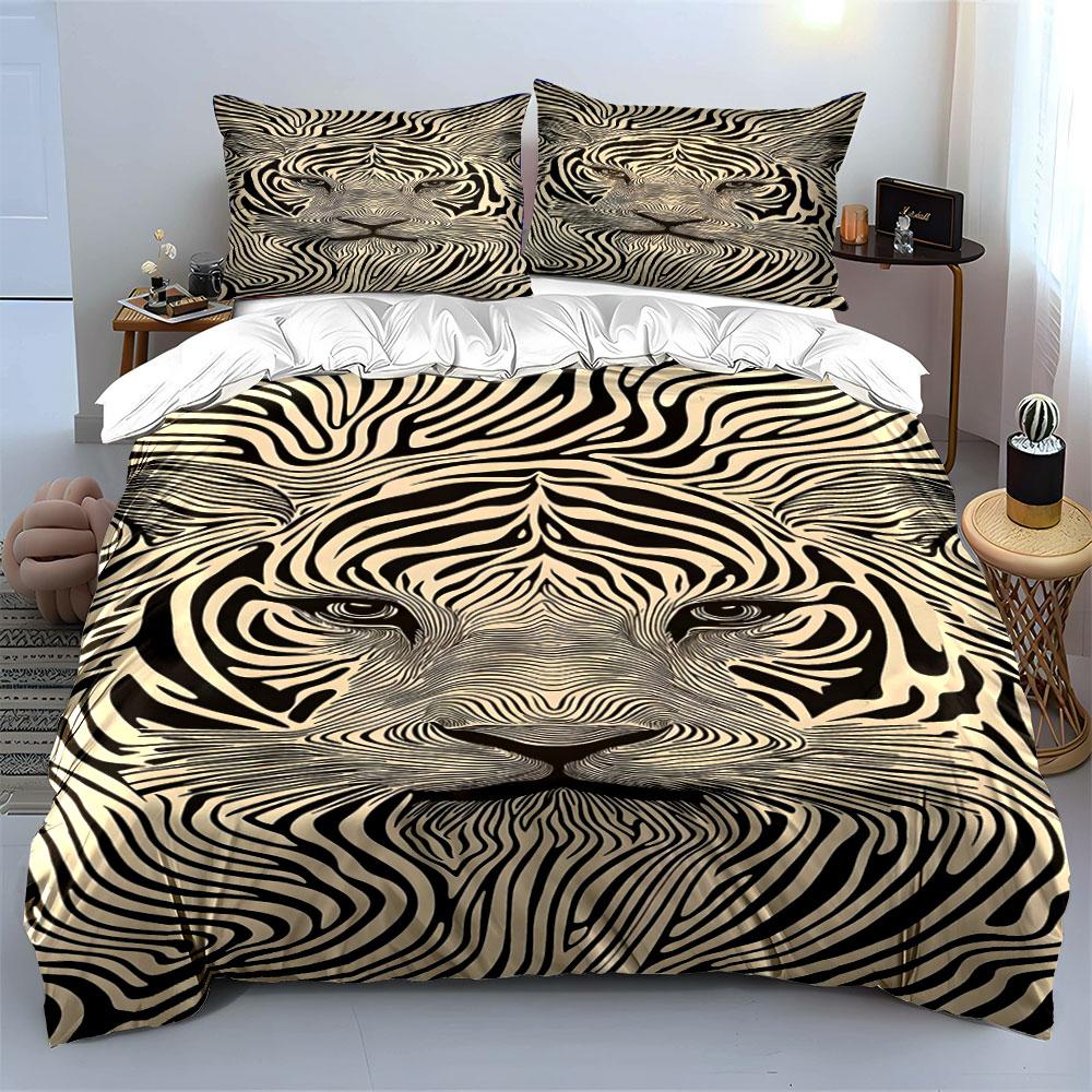 Zebra-striped Tiger Face. Bedding Sets Duvet Cover Sets Duvet Covers Pillowcases(1 * Duvet Cover 2 * Pillowcases, Without Duvet Insert)