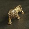 Antique Bronze Male Lion King Statue Small Ornaments Solid Copper Mountain Lions Miniature Figures Brass Sculpture Crafts Decor