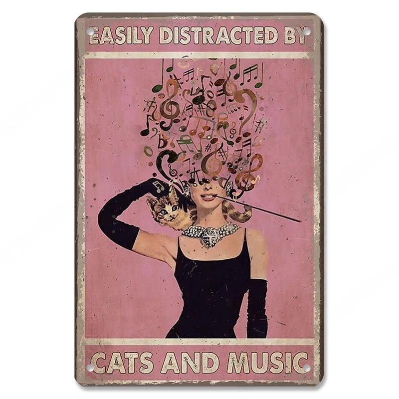 Vintage Music Posters Metal Tin Signs Retro Metal Plate Music CD Radio Guitar Singer Bar Club Wall Decor Living Room