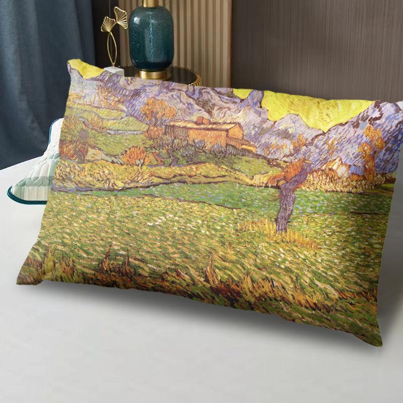 Van Gogh Oil Painting Pillow, Comfortable for Student Dormitory and Home, Single-Sided Customizable Pillow Core and Case