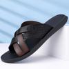 Herren Schwarz Leder Pantoffeln Handgemacht Einfache Flats Sommer Weiß Outdoor Römische Sandalen Offene Zehe Strandschuhe Übergröße