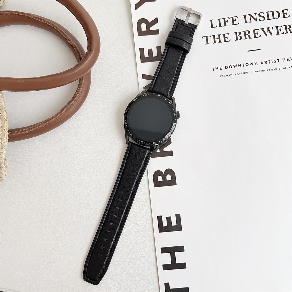 22mm Watch Band for Huawei Watch GT 5 46mm/5 Pro 46mm Flat End Napa Texture PU Covered Silicone Strap