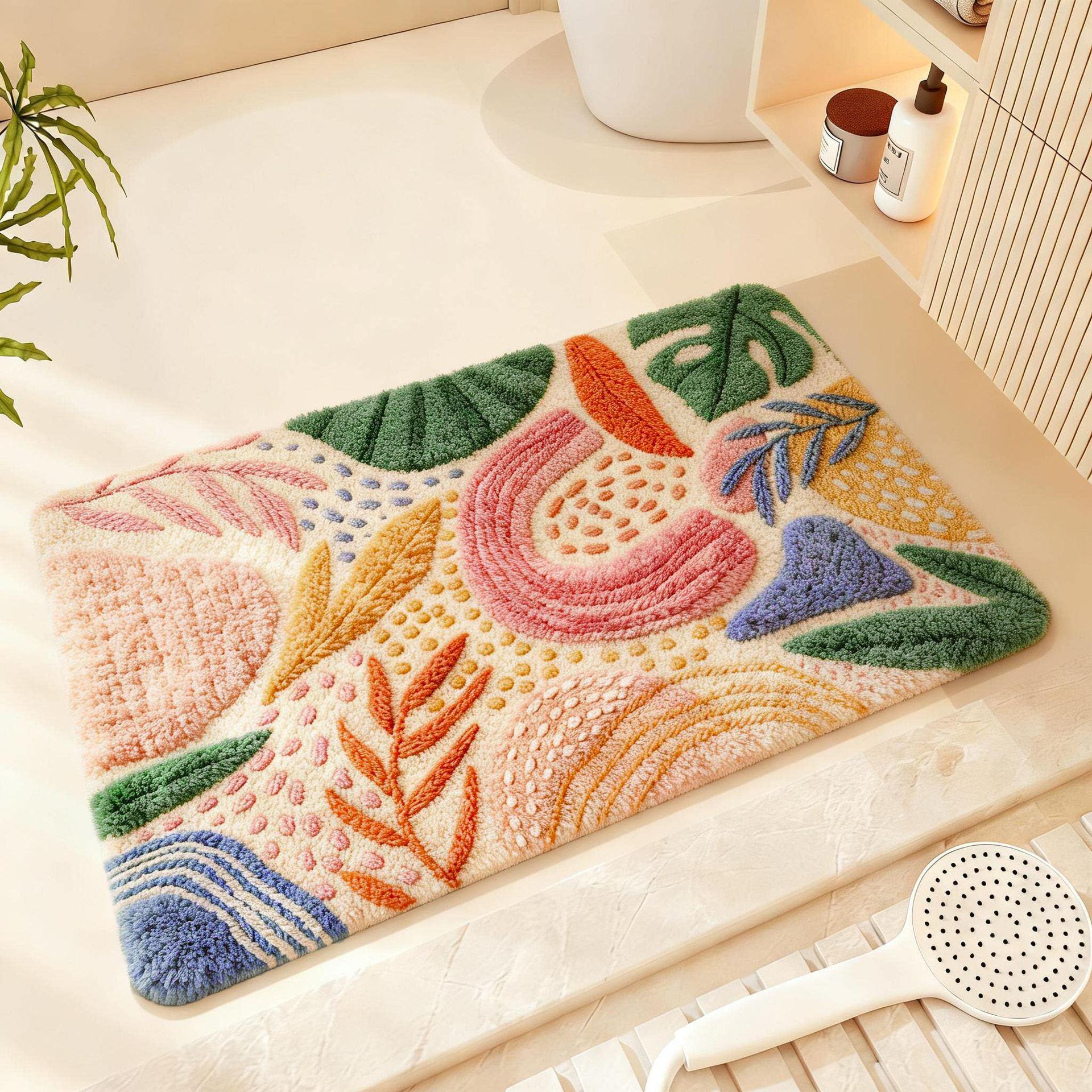 Cross-Border 3D Faux Fur Diatom Mud Non-slip Bathroom Mat - Quick-Drying, Water-Absorbing 40x60cm