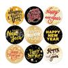 500 Pieces Happy New Year Stickers Holiday Supplies Ornaments Tags Decorative for Scrapbook Winter Greeting Cards Crafts