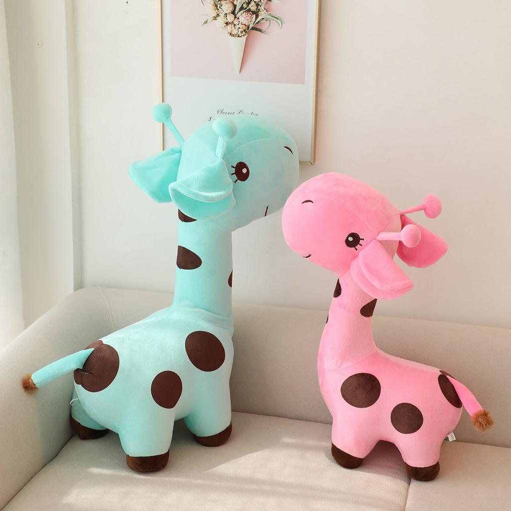 Cute Standing Giraffe Stuffed Doll Colorful Happy Cartoon Plush Toy Appeasing Animal Xmas Gift