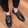 Men's Gold Tasseled Loafers Gold Dress Wingtip Shoes Stylish Leather Prom Blazers Dance Disco Party Shoes Large Size