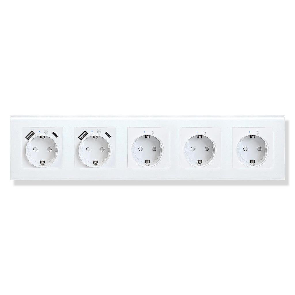 Model 153 Smart WiFi Wall Socket with Tempered Glass Panel - Alice Voice App Compatible