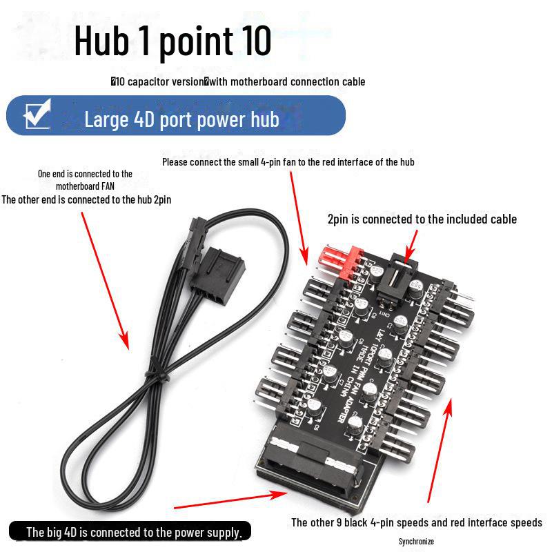 

4-контактный ШИМ-концентратор вентиляторов для управления температурой и скоростью корпуса 1 point 10 large 4D power supply