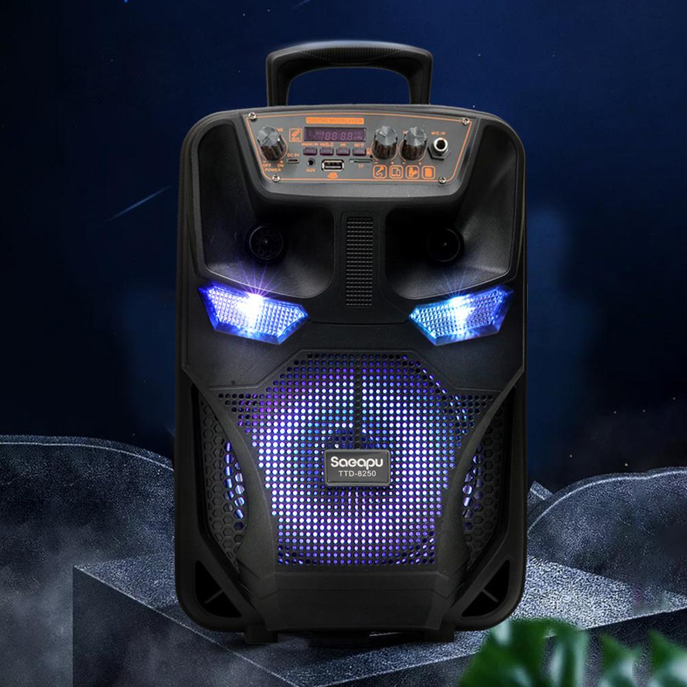 TTD-8250 Drahtloser Bluetooth 5.0 Tragbarer Lautsprecher mit Fernbedienung Mikrofon Subwoofer Stereo Lautsprecher Unterstützt FM-Radio